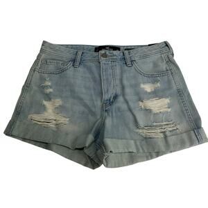 Hollister High Rise Boyfriend Denim Shorts Distressed 3" Inseam W28 Size 7